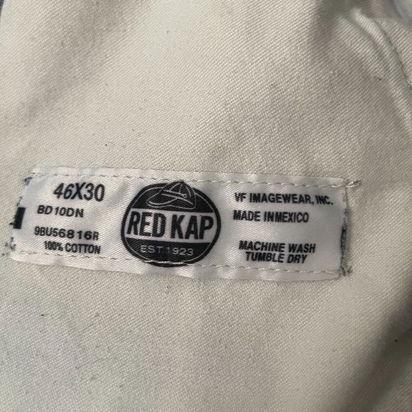 Y2K Red Kap Denim Bib Overalls 46x30 Paint Patina Utility Carpenter Grunge VF - Picture 14 of 16